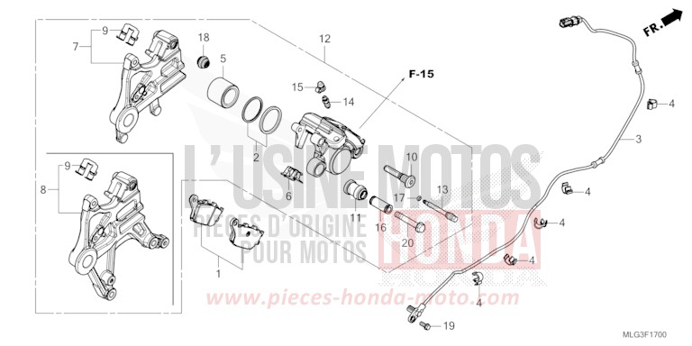HINTERRAD-BREMSSATTEL von Africa Twin DCT MAT BALLISTIC BLACK METALLIC (NHA86) von 2022